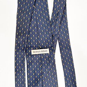BURMA BIBAS Handmade 100% Silk Tie Men's Blue